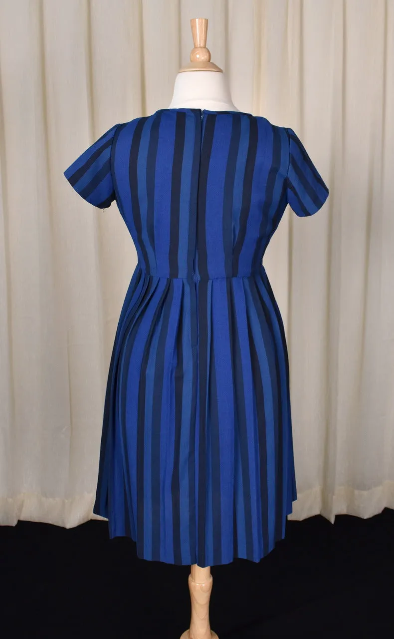 1950s Black & Blue Striped Dress