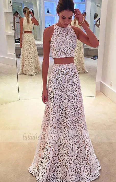 2 pieces Prom Gowns,Lace Prom Dresses,Long Prom Gown,Prom Dress,lace Evening Gown,BD99447