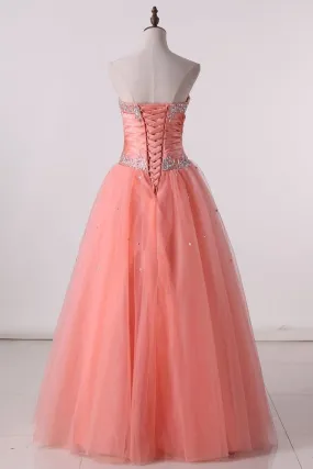 2024 Hot Fuchsia Quinceanera Dresses Ball Gown Sweetheart Floor-Length Tulle With Embroidery Lace PHANYMMX