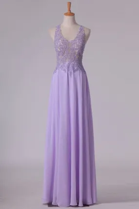 2024 Sexy Open Back See-Through Prom Dresses V Neck Chiffon With Beads P89FNJDH