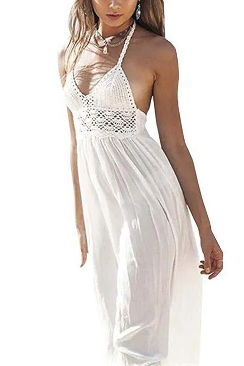 A line Chiffon V Neck Beach Wedding Dresses Backless Ivory Wedding Gowns JS506