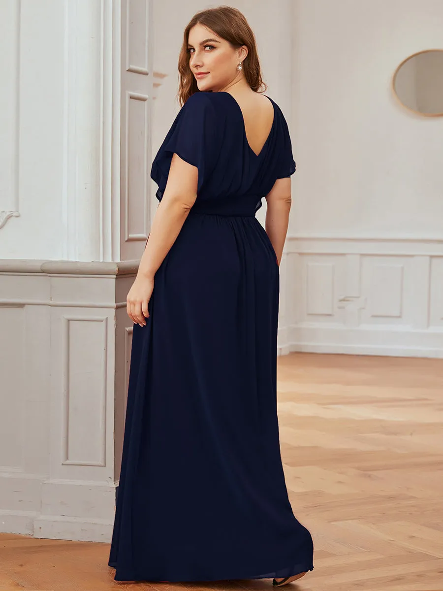 A-Line Empire Waist Chiffon Plus Size Wholesale Evening Party Dress