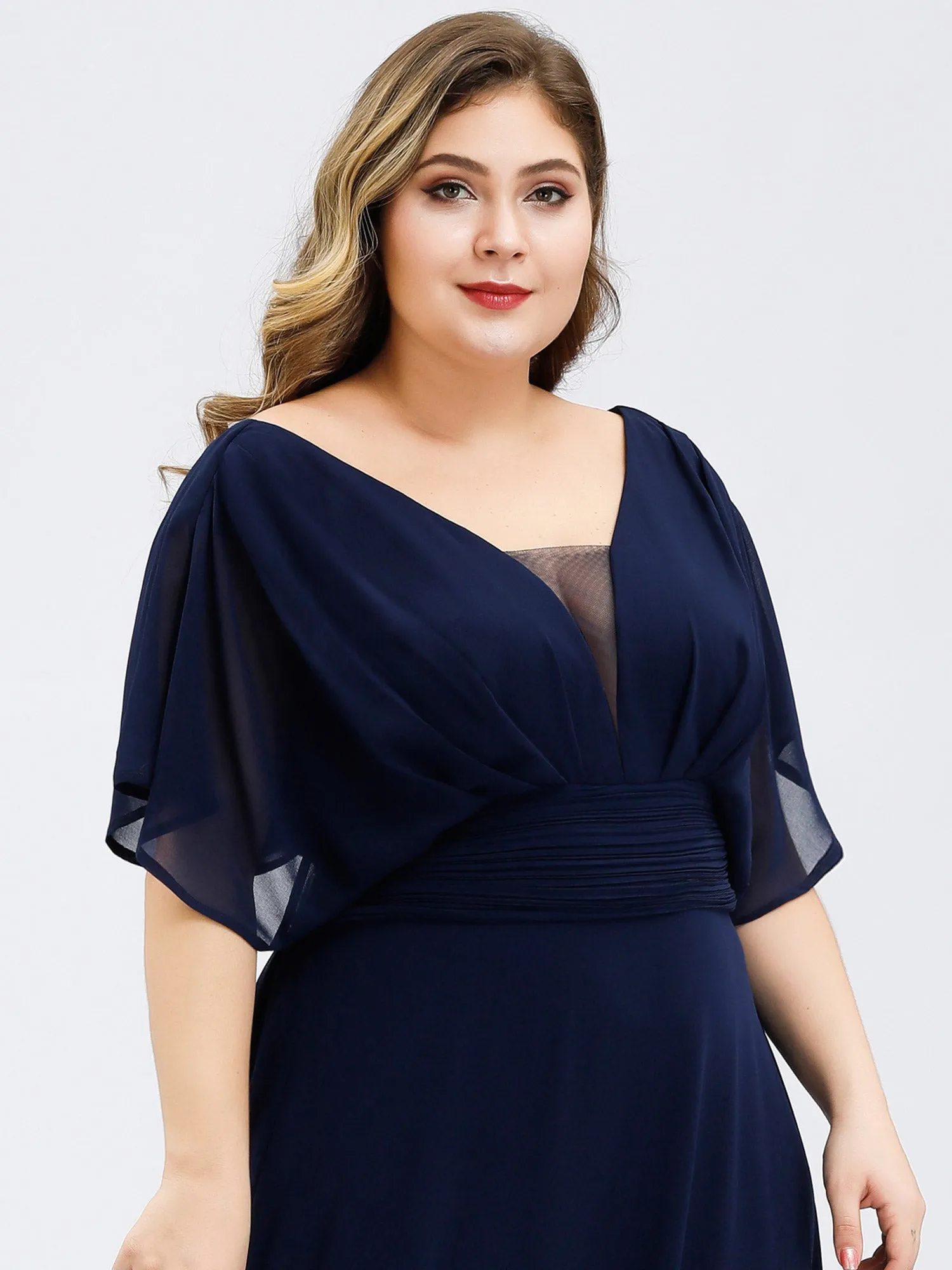 A-Line Empire Waist Chiffon Plus Size Wholesale Evening Party Dress