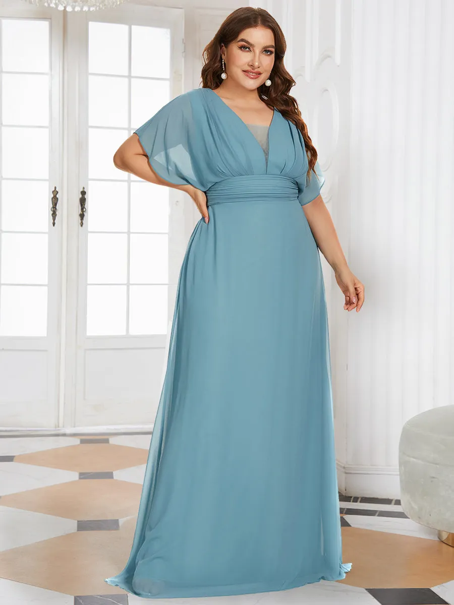 A-Line Empire Waist Chiffon Plus Size Wholesale Evening Party Dress