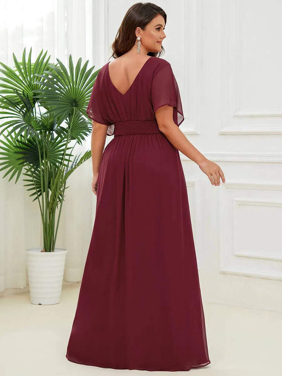 A-Line Empire Waist Chiffon Plus Size Wholesale Evening Party Dress