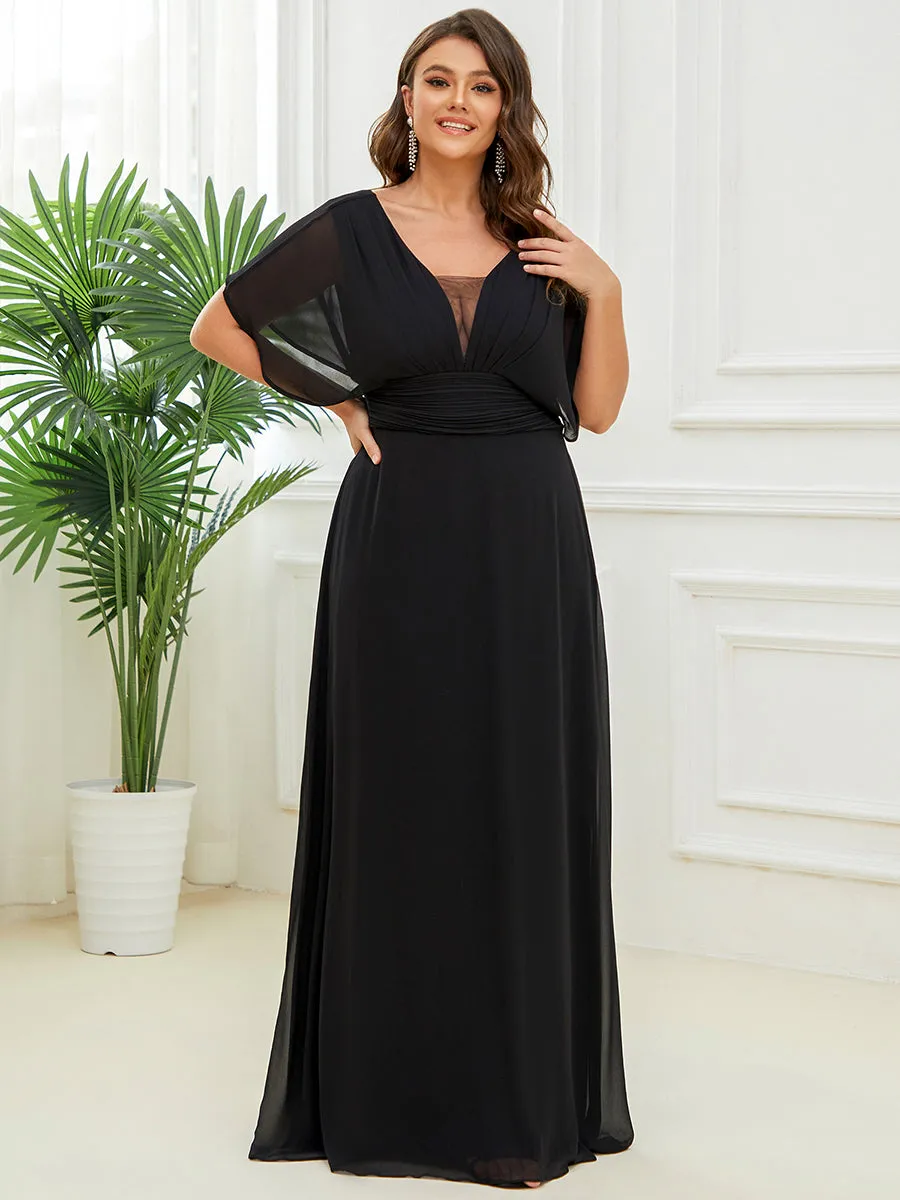 A-Line Empire Waist Chiffon Plus Size Wholesale Evening Party Dress