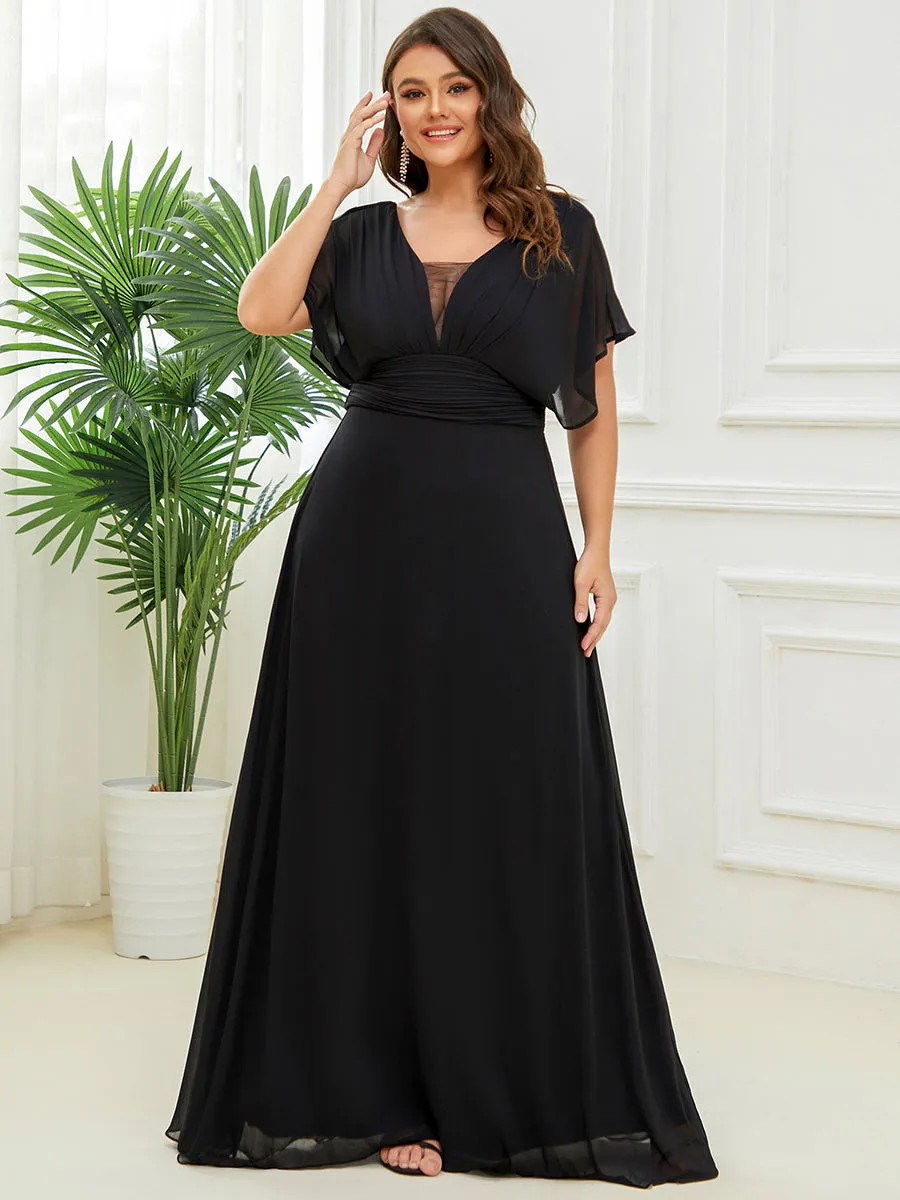 A-Line Empire Waist Chiffon Plus Size Wholesale Evening Party Dress