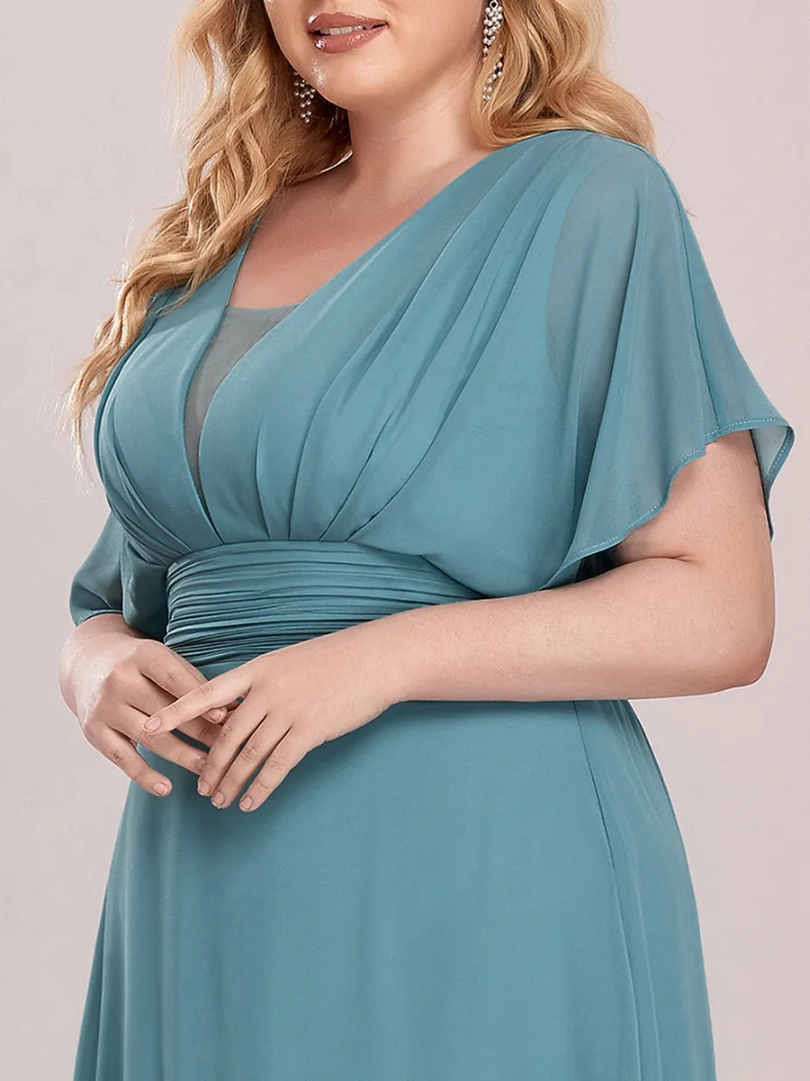 A-Line Empire Waist Chiffon Plus Size Wholesale Evening Party Dress