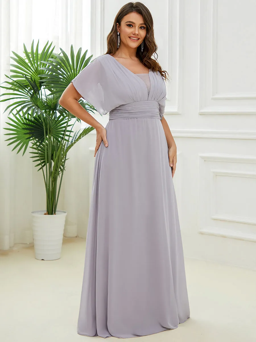 A-Line Empire Waist Chiffon Plus Size Wholesale Evening Party Dress