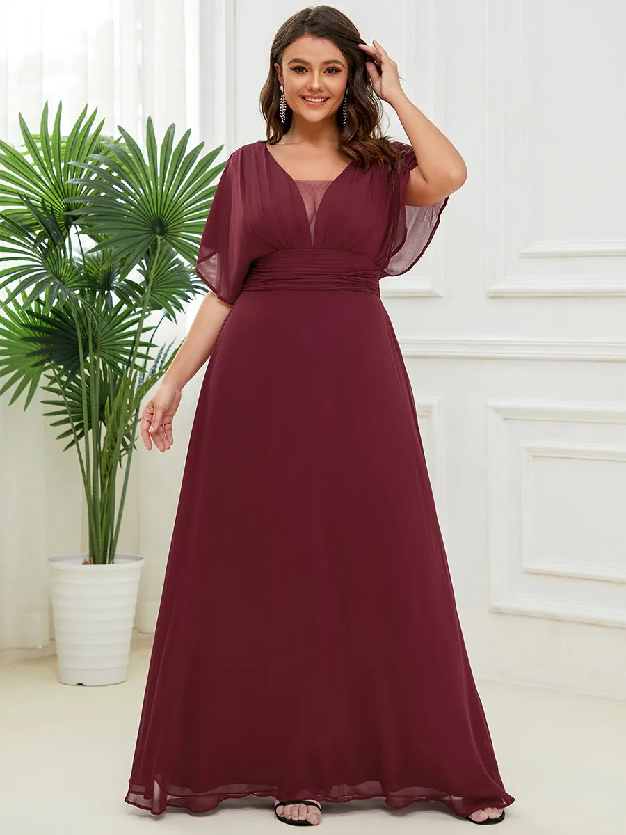 A-Line Empire Waist Chiffon Plus Size Wholesale Evening Party Dress