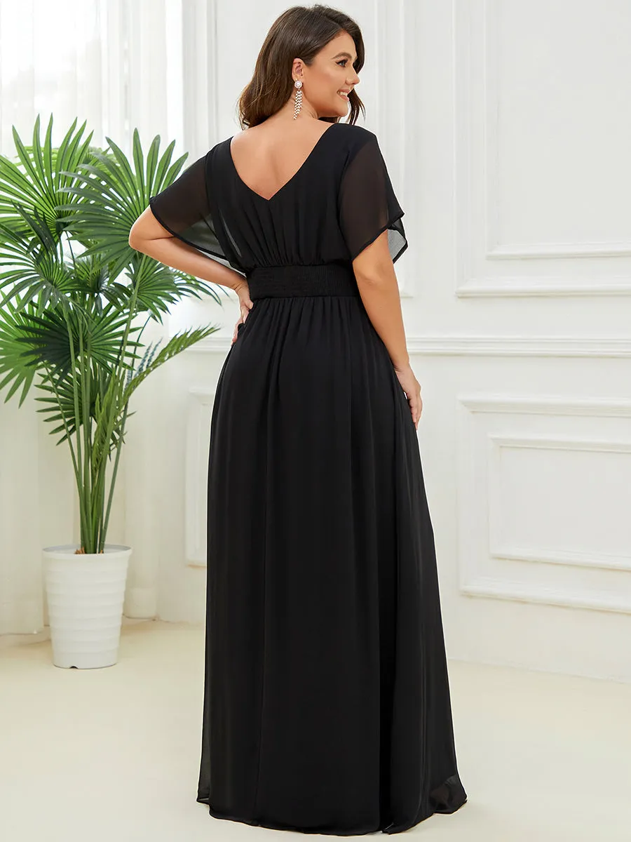 A-Line Empire Waist Chiffon Plus Size Wholesale Evening Party Dress