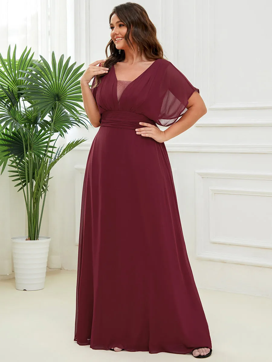 A-Line Empire Waist Chiffon Plus Size Wholesale Evening Party Dress