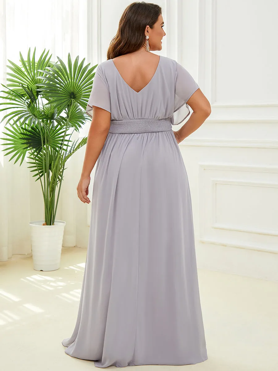 A-Line Empire Waist Chiffon Plus Size Wholesale Evening Party Dress