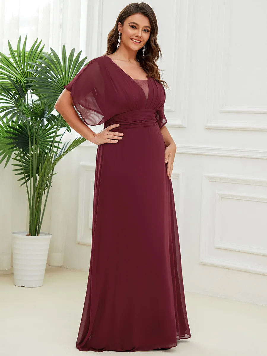 A-Line Empire Waist Chiffon Plus Size Wholesale Evening Party Dress