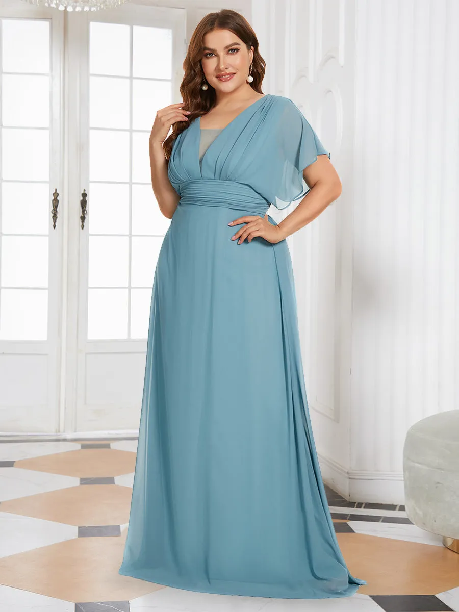 A-Line Empire Waist Chiffon Plus Size Wholesale Evening Party Dress