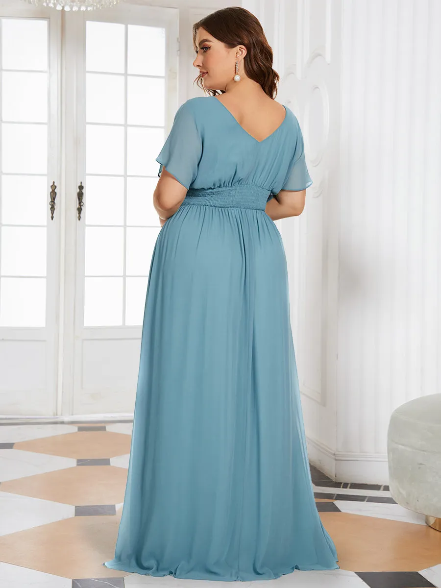 A-Line Empire Waist Chiffon Plus Size Wholesale Evening Party Dress