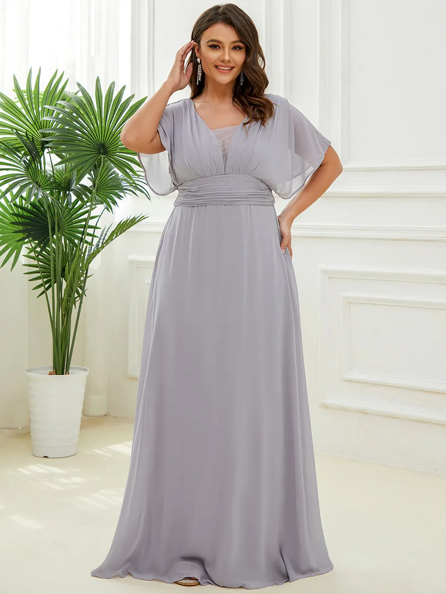 A-Line Empire Waist Chiffon Plus Size Wholesale Evening Party Dress