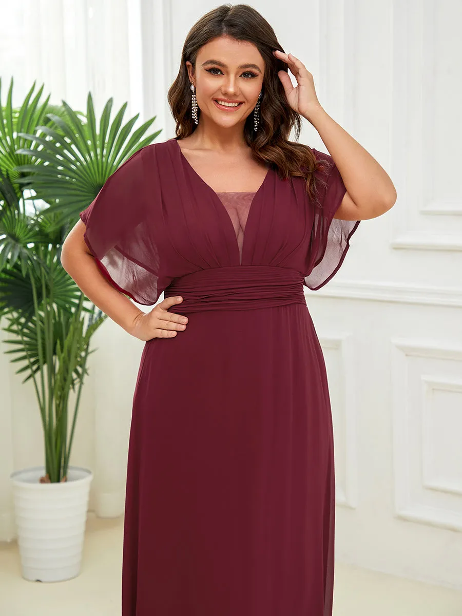 A-Line Empire Waist Chiffon Plus Size Wholesale Evening Party Dress