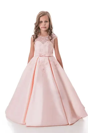 A Line Flower Girl Dresses Scoop Satin With Applique And Sash Floor Length