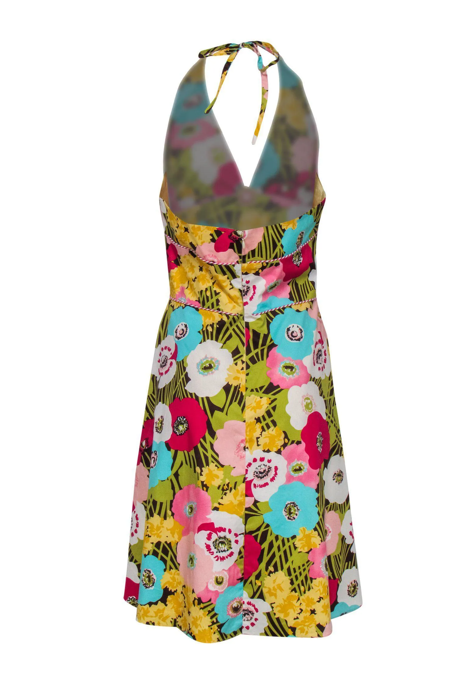 ABS by Allen Schwartz - Multicolored Floral Print Sleeveless Halter A-Line Dress Sz 12