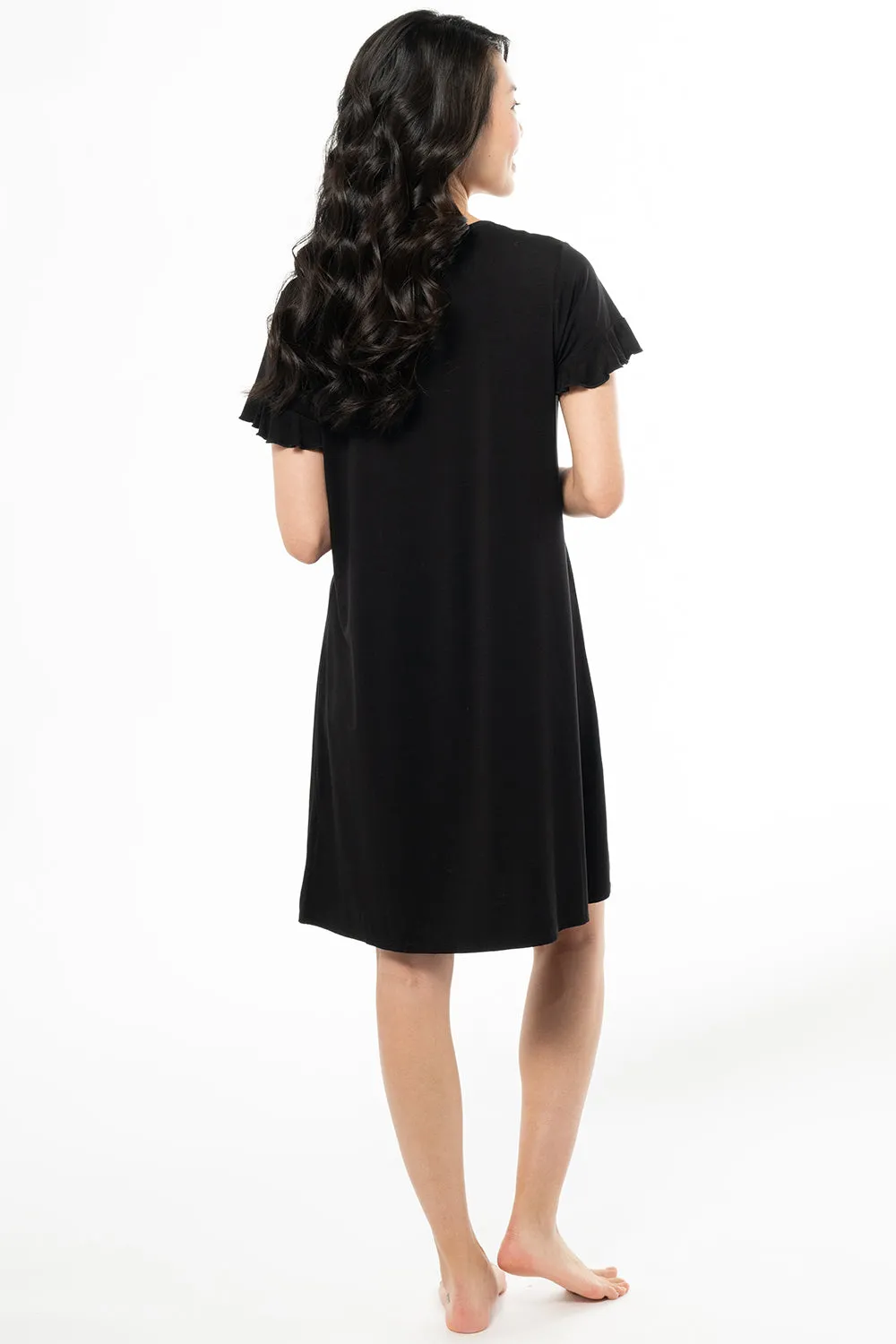 Aisha Bamboo Sleep Dress - Black