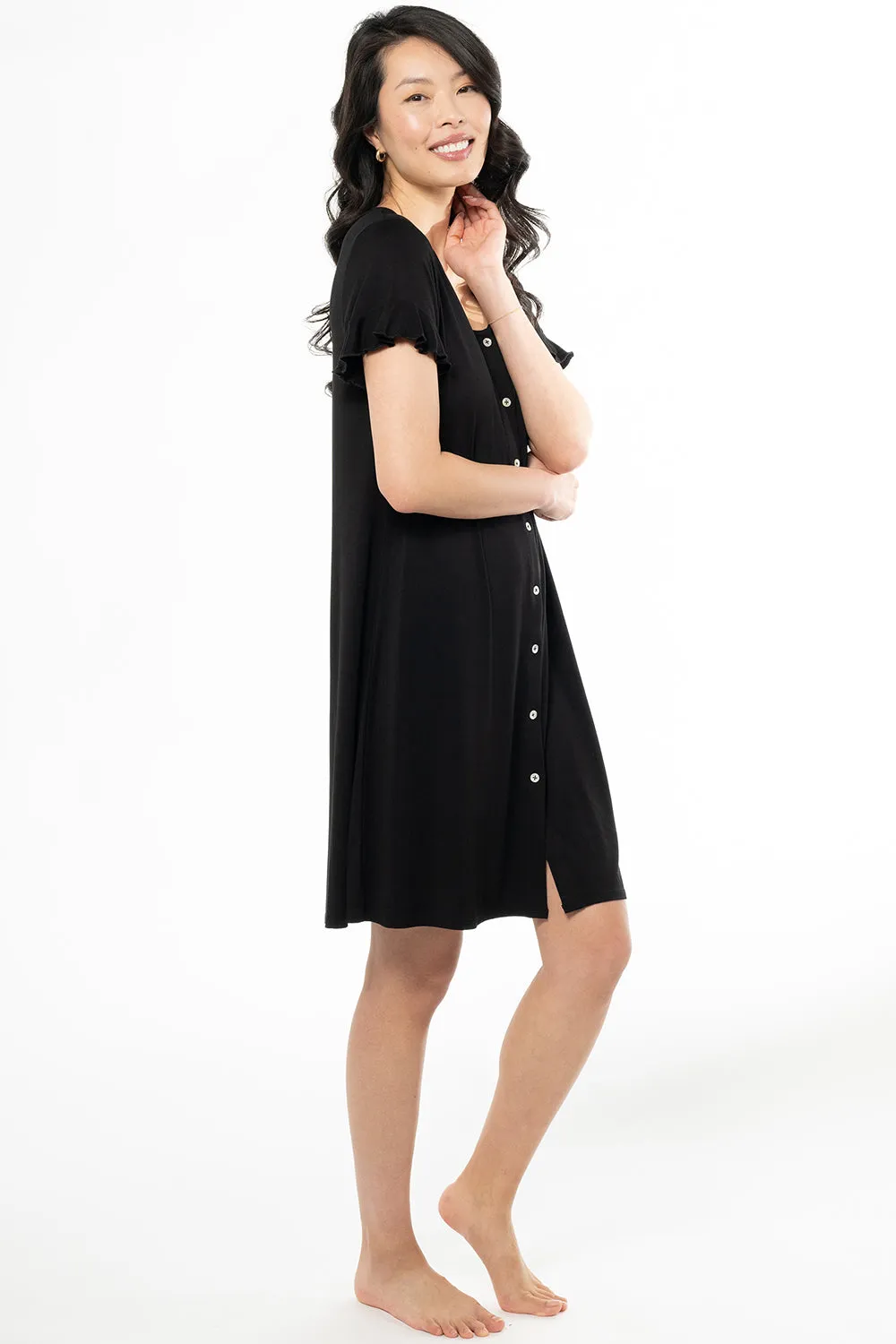 Aisha Bamboo Sleep Dress - Black