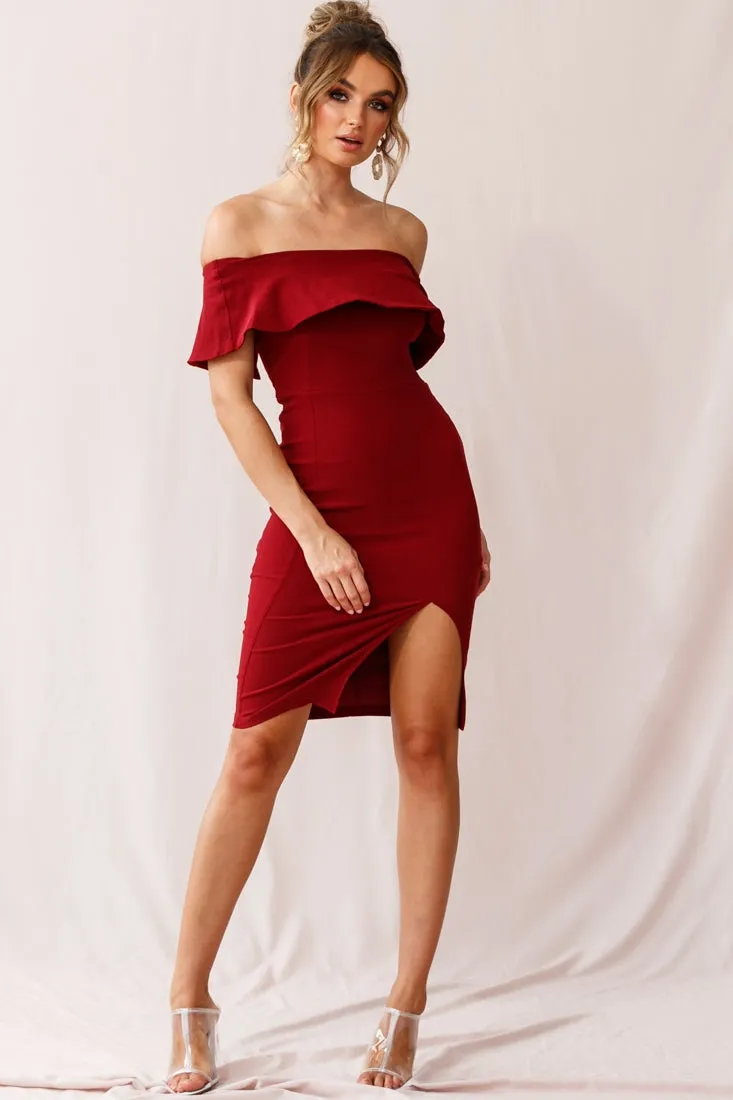 Alina Elegant Bodycon Dress Red Wine