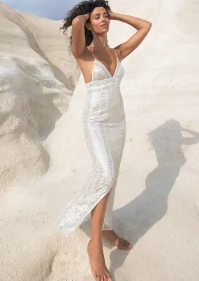 Annette Elegant Bora Bora White Summer Dress with Lace Details