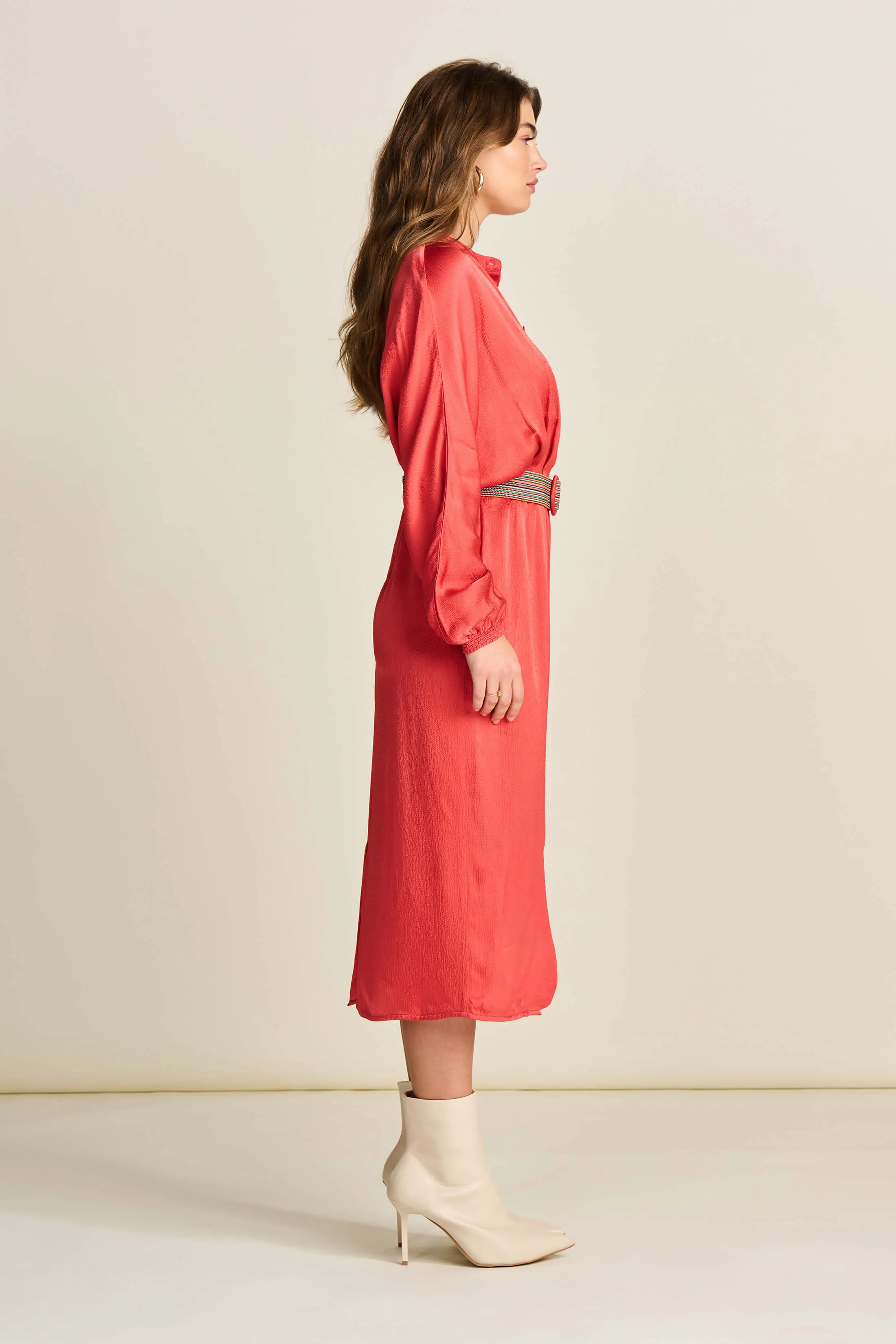 Baked Red Belted Dress