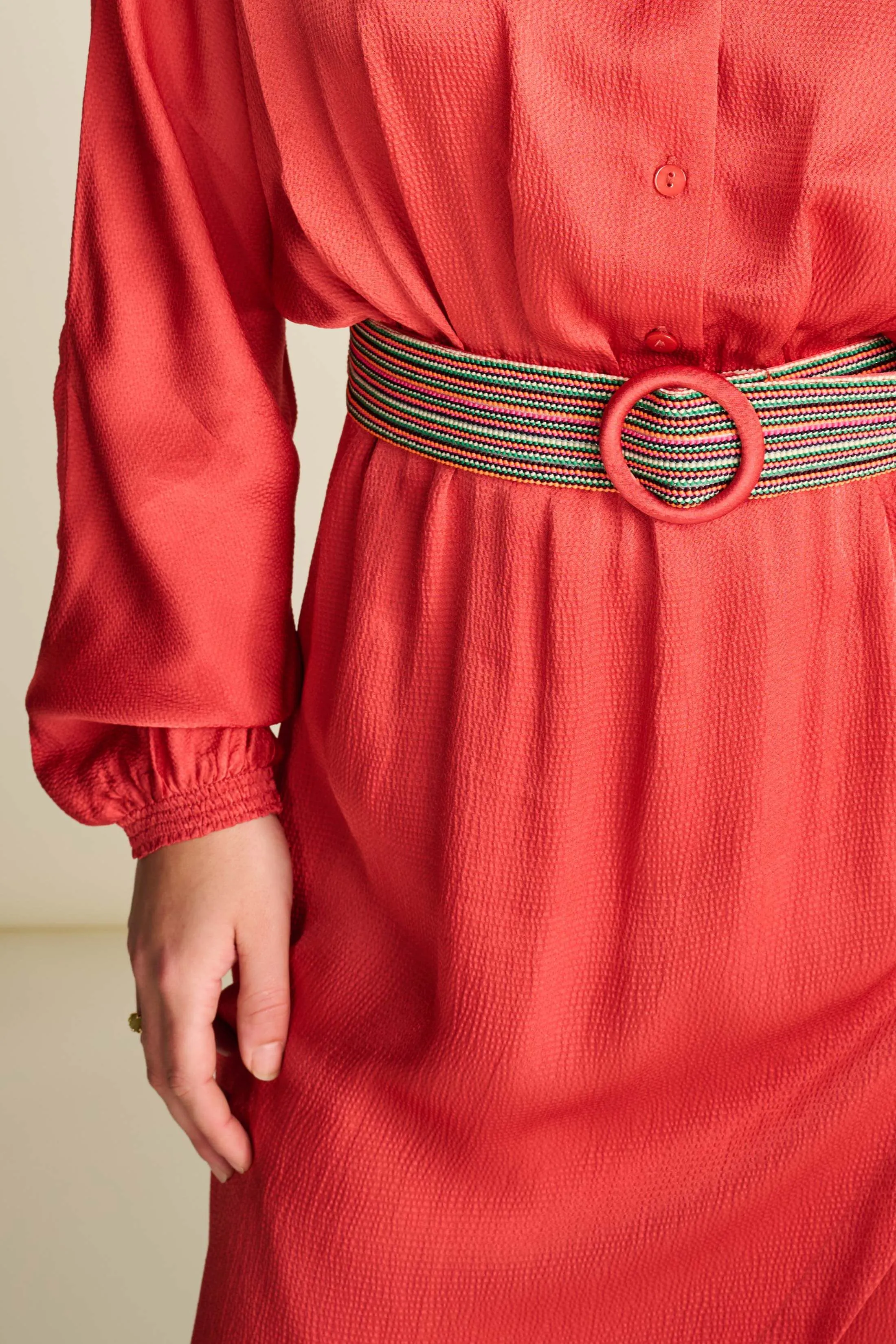 Baked Red Belted Dress