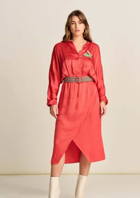 Baked Red Belted Dress