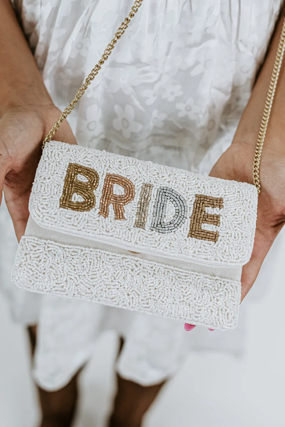 Beaded Bride Bag, White