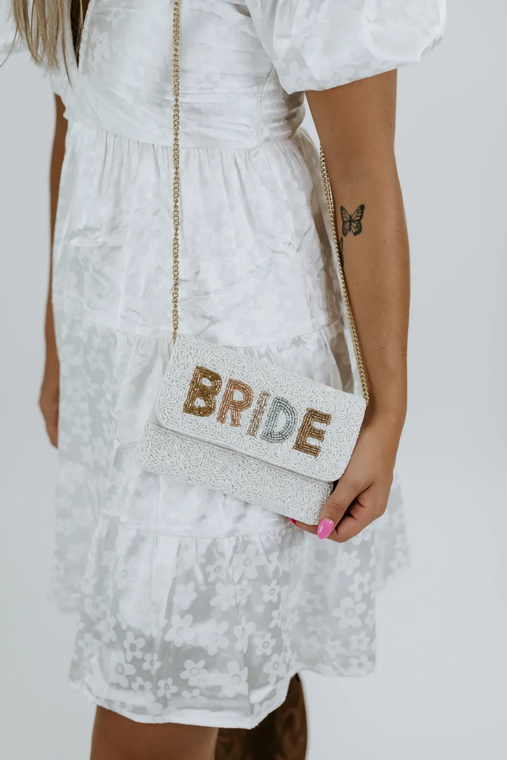 Beaded Bride Bag, White