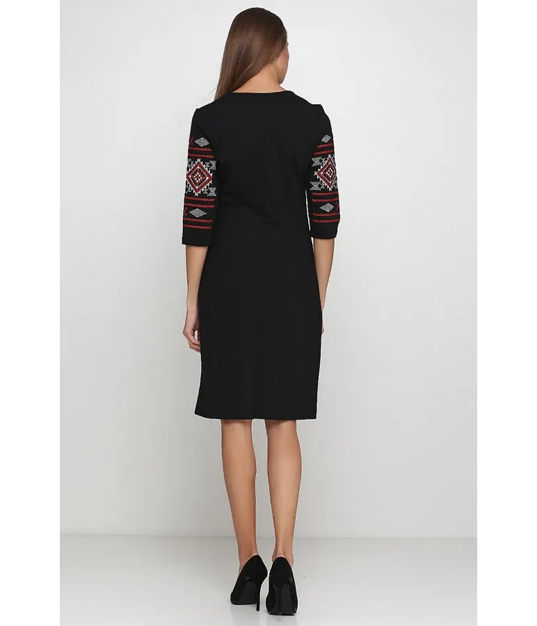 Black Embroidered Dress “Galychanka”