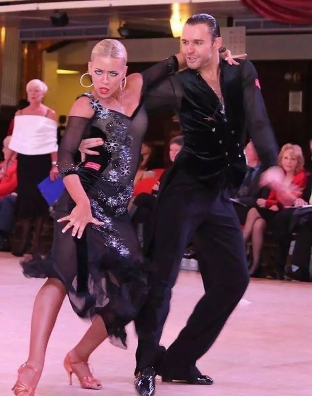 Black Flowers Latin Dress