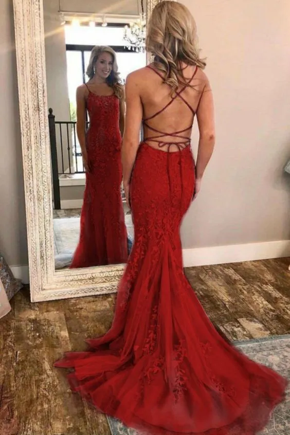 Burgundy Lace Prom Dress, Evening Dress ,Winter Formal Dress, Pageant Dance Dresses, Graduation School Party Gown, PC0249