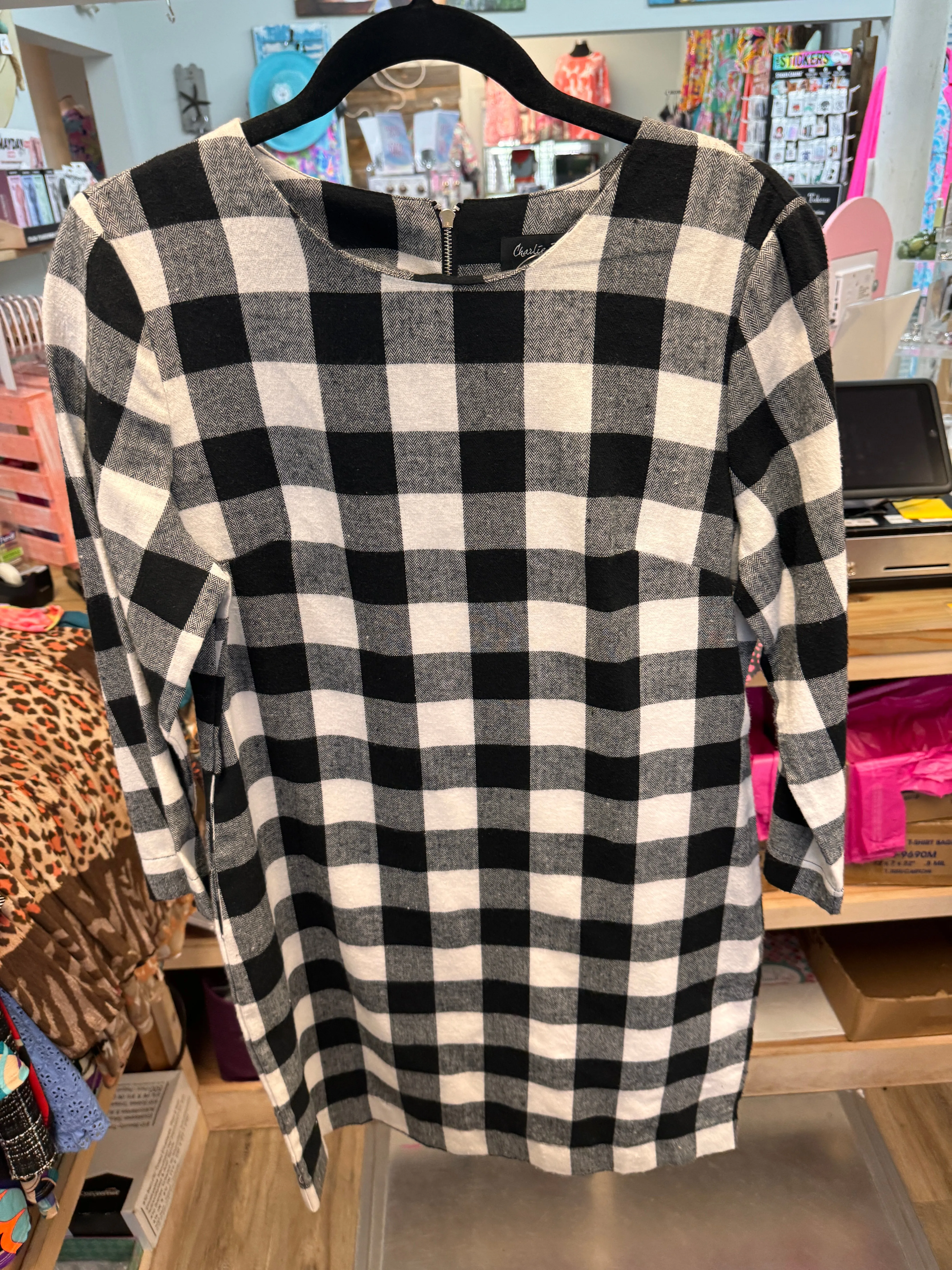 Charlie Page White & Black plaid dress