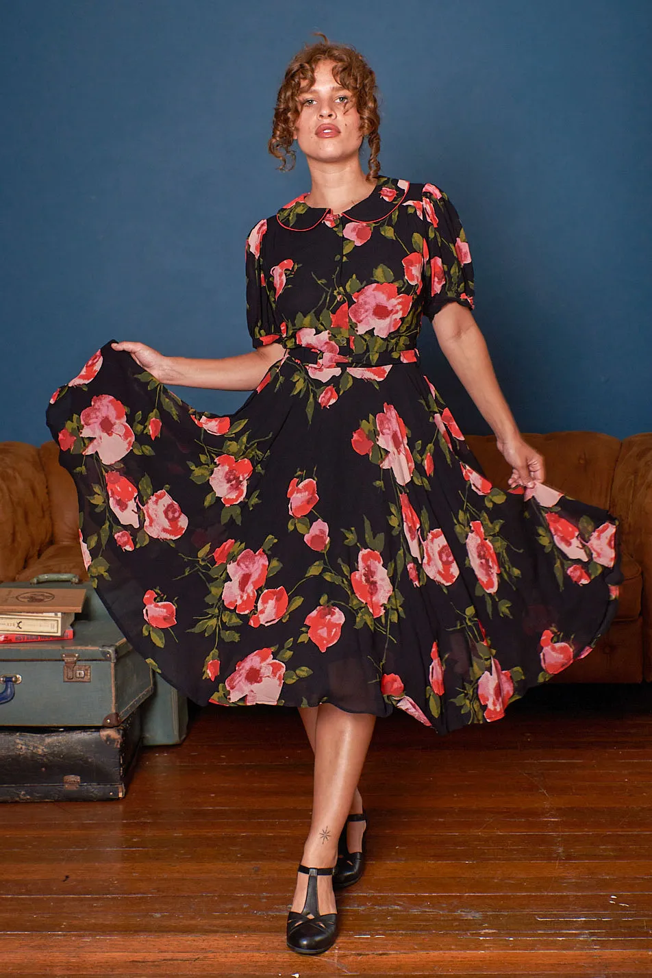 Charlie Red & Black Floral Dress