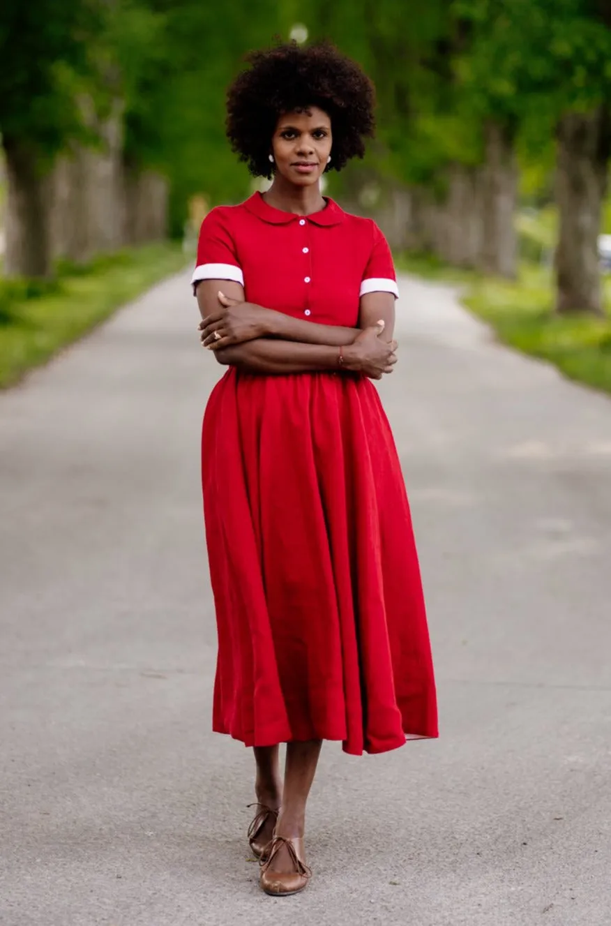 Classic Dress, Short Sleeves | Red Poppy