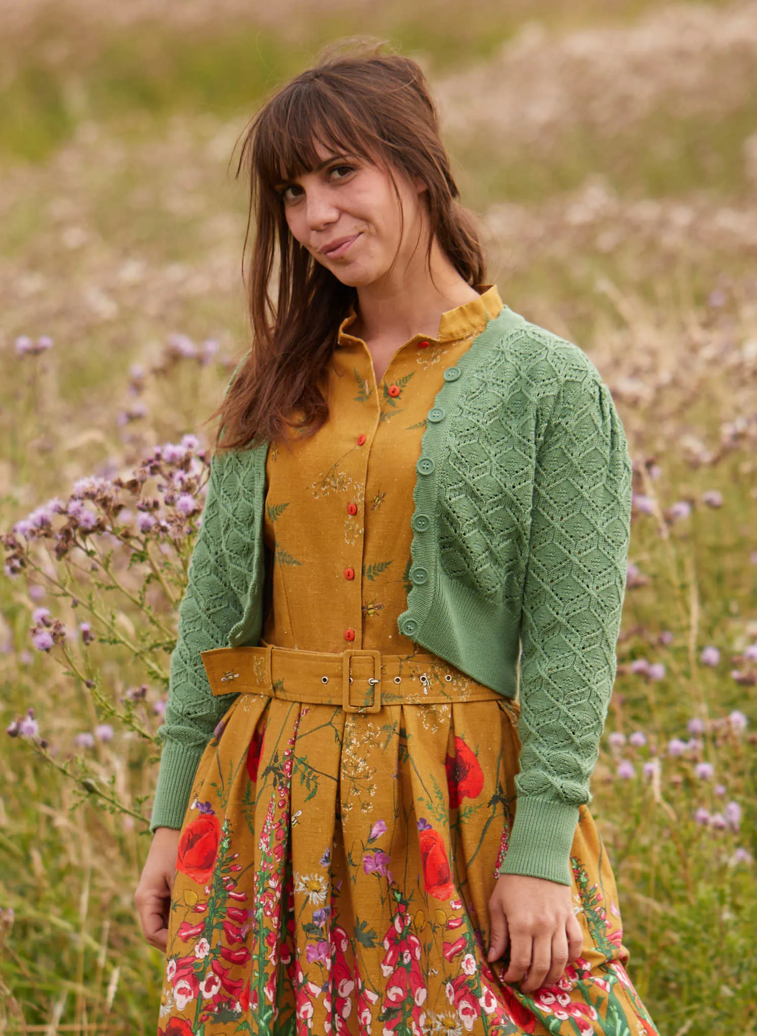 Cynthia Dress - Mustard Wildflowers