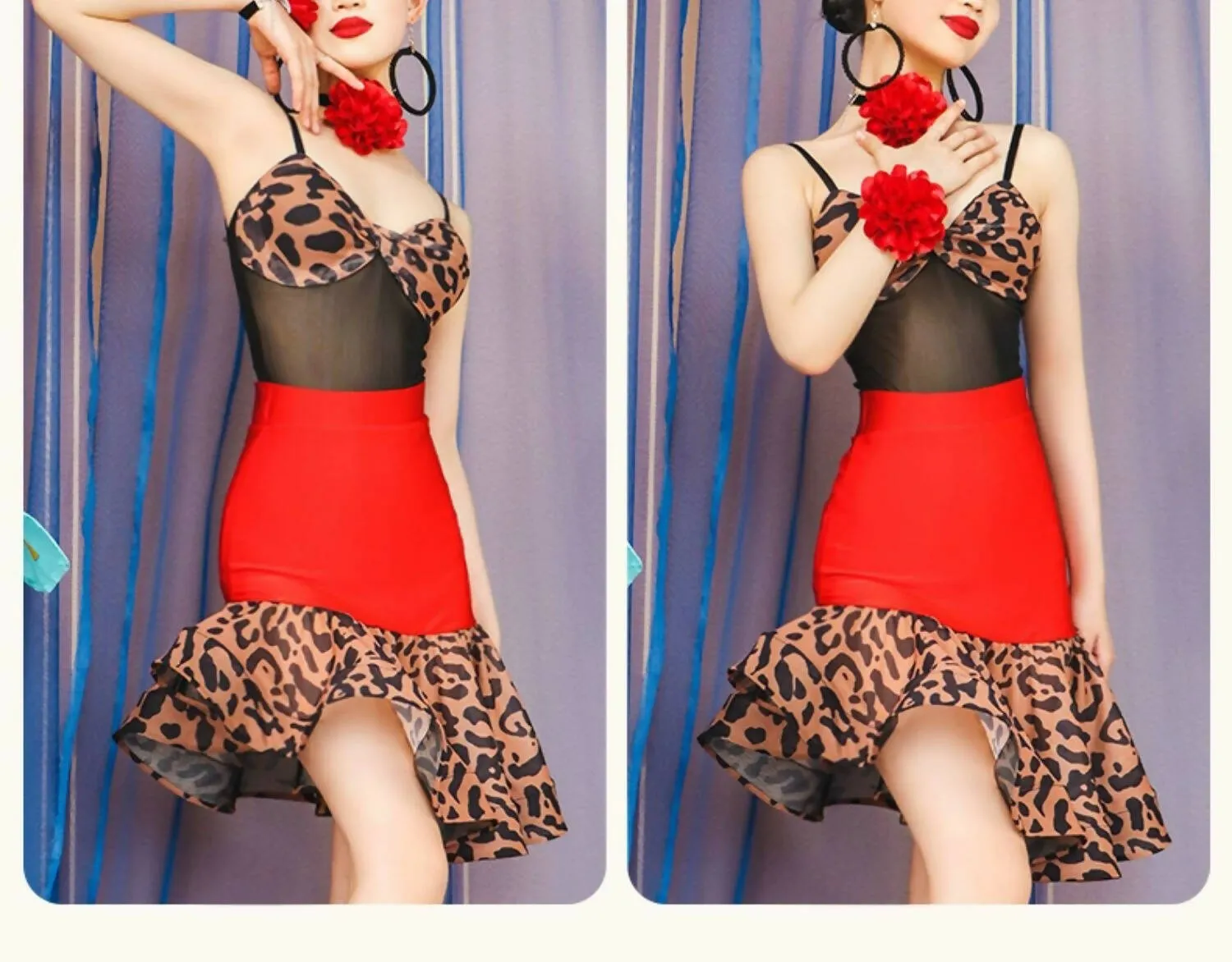 Dress in Red With Leopard Print | ADL56