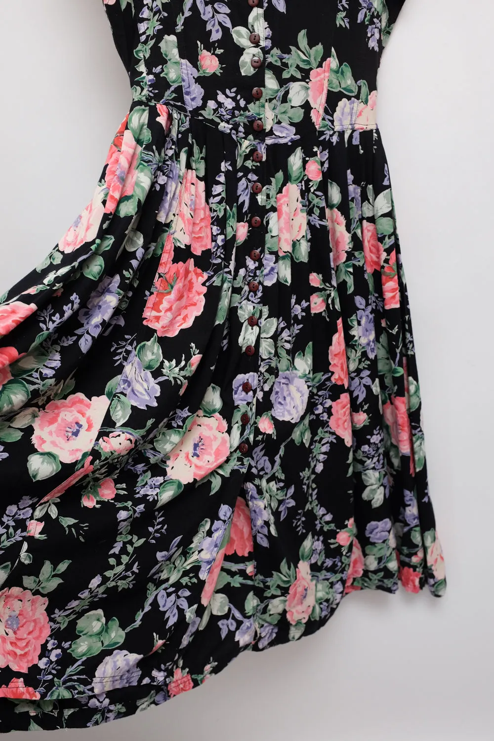 FLORAL BLACK COTTON MAXI DRESS