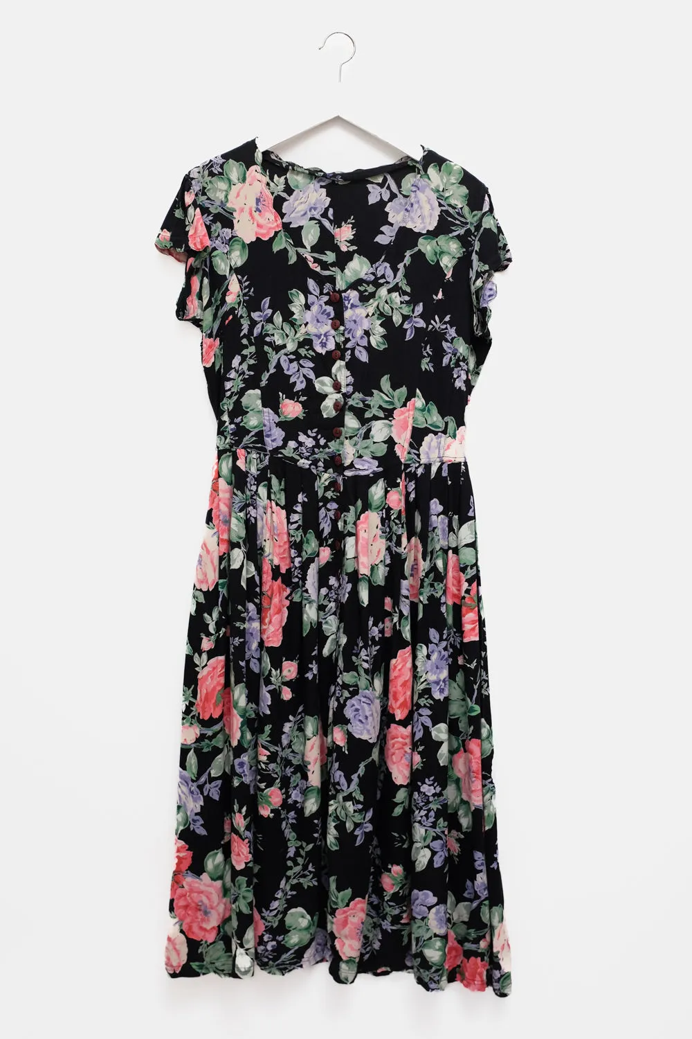 FLORAL BLACK COTTON MAXI DRESS