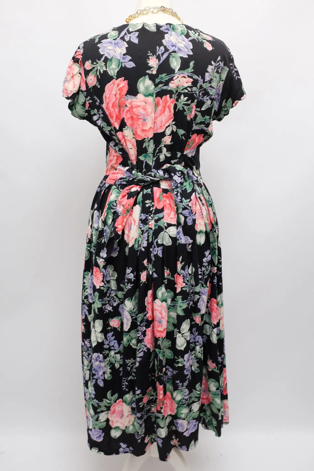 FLORAL BLACK COTTON MAXI DRESS