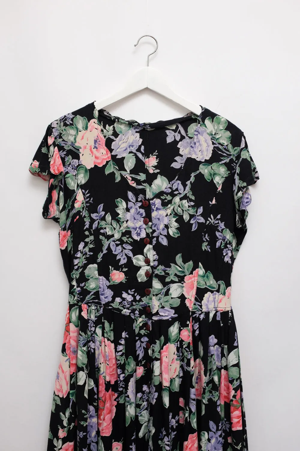 FLORAL BLACK COTTON MAXI DRESS