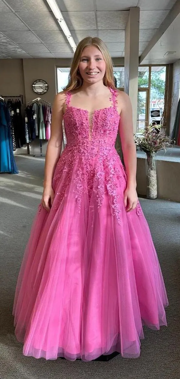 Gorgeous A-line Spaghetti Straps Sleeveless Applique Beads Cheap Maxi Long Party Prom Gowns,Evening Dresses,WGP489