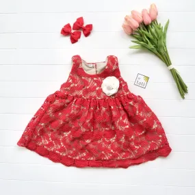 Iris Dress in Red Flower Cotton Lace