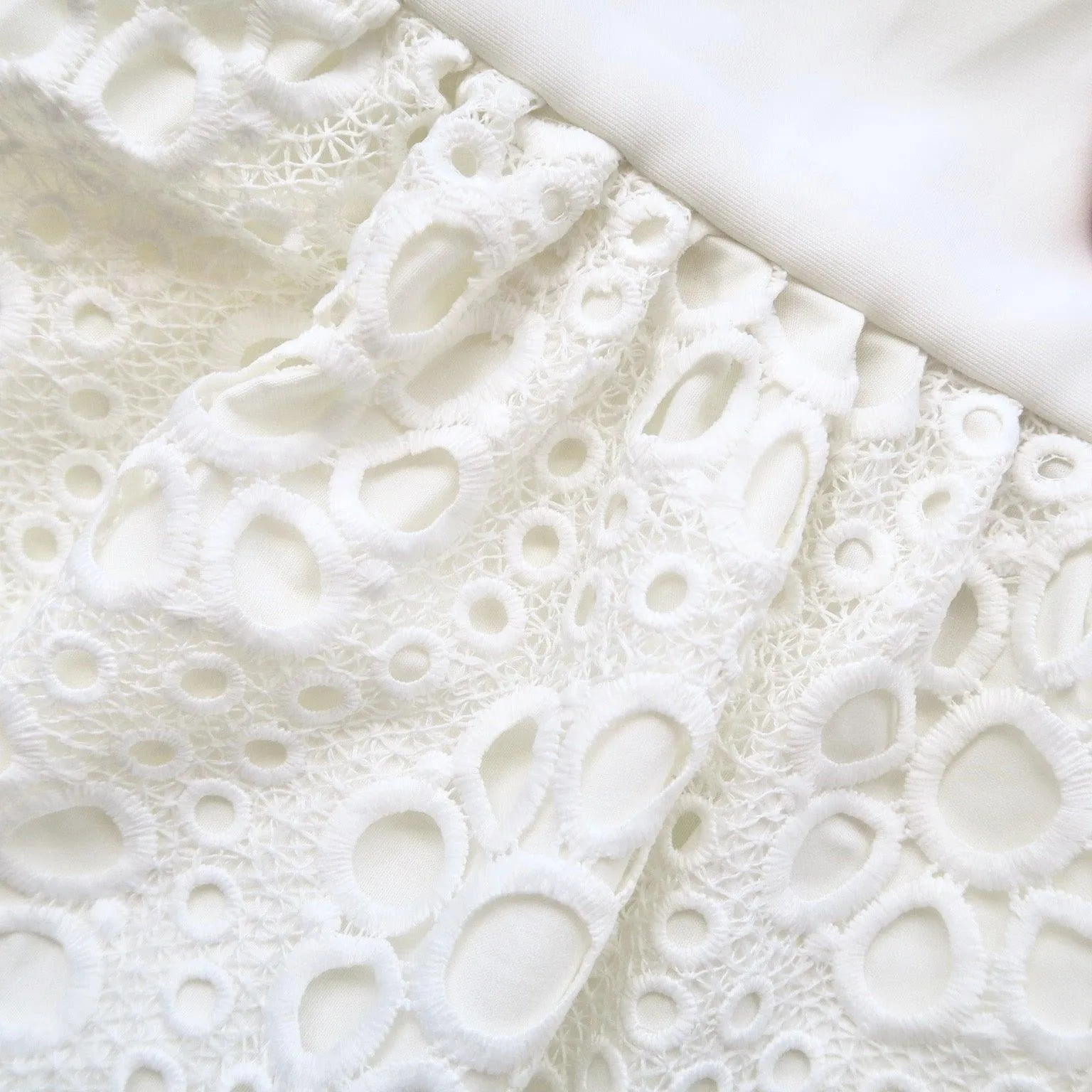 Iris Dress in White Neoprene & White Lace