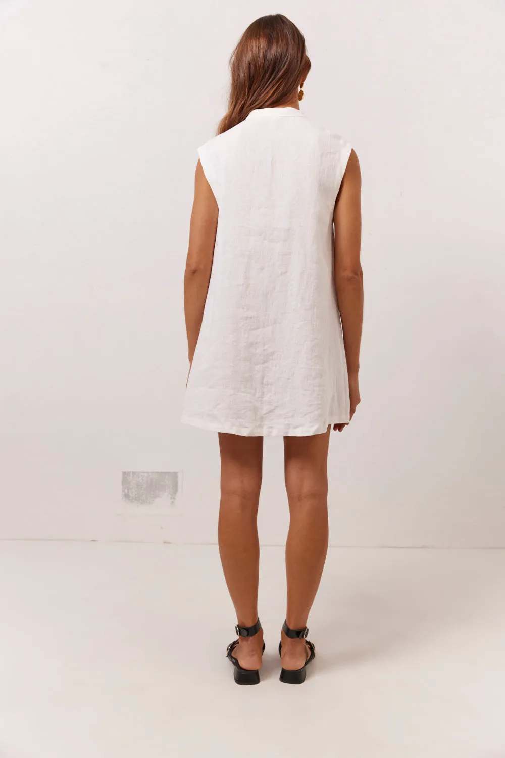 Jean Linen Mini Dress White