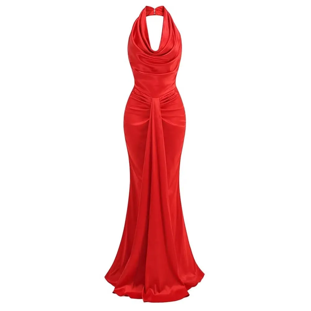 JULINA Red Maxi Bodycon Dress